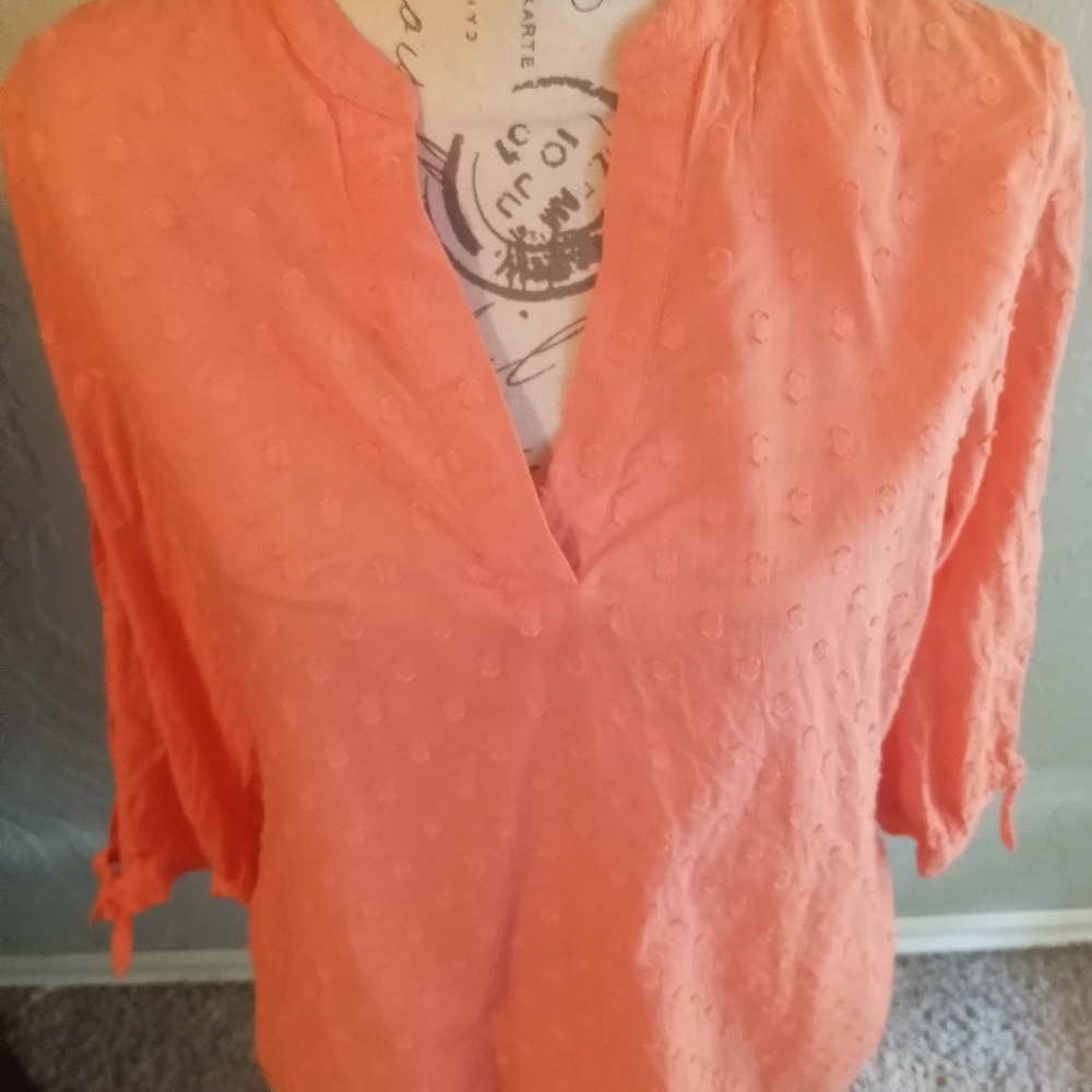 Izod peach swiss dot blouse size Med